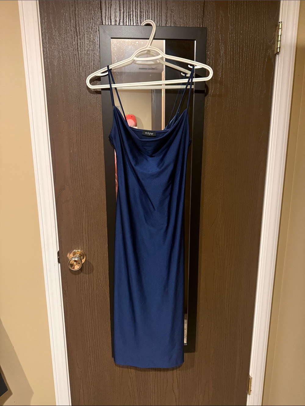 Eclipse Navy Blue Cowl Neck Midi Slip Dress